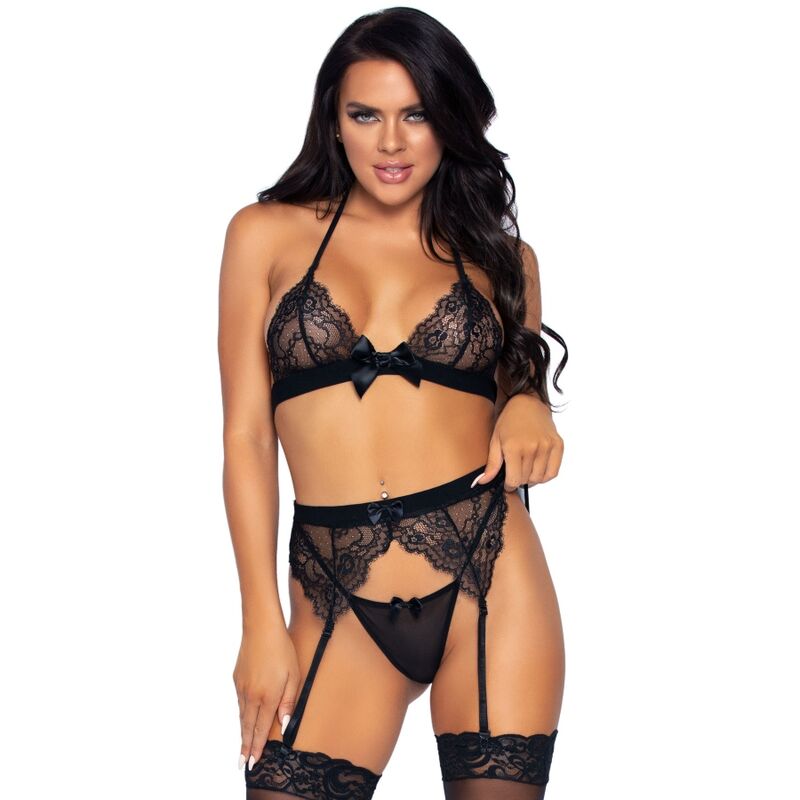 LEG AVENUE - SET DE TRES PIEZAS TOP, LIGUERO Y TANGA S LEG AVENUE SETS