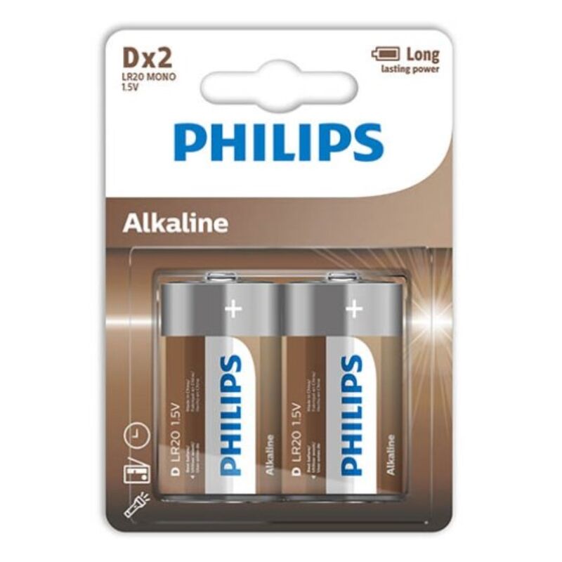 PHILIPS - ALKALINE PILA D LR20 BLISTER*2 PHILLIPS