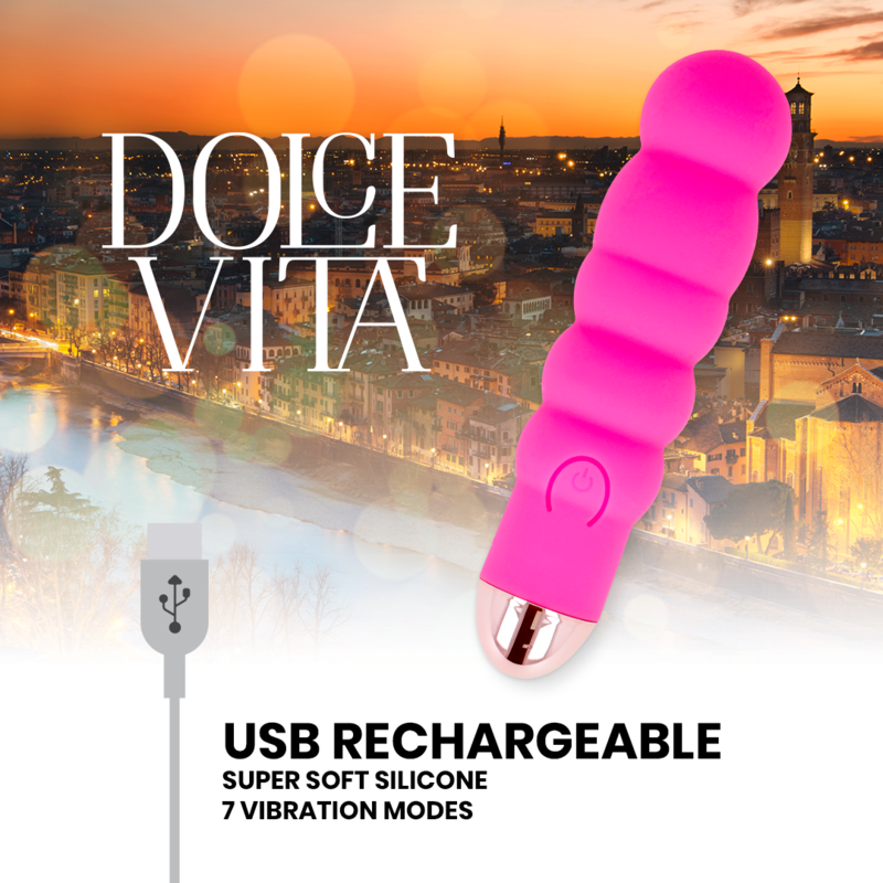 DOLCE VITA - VIBRADOR RECARGABLE SIX ROSA 7 VELOCIDADES DOLCE VITA