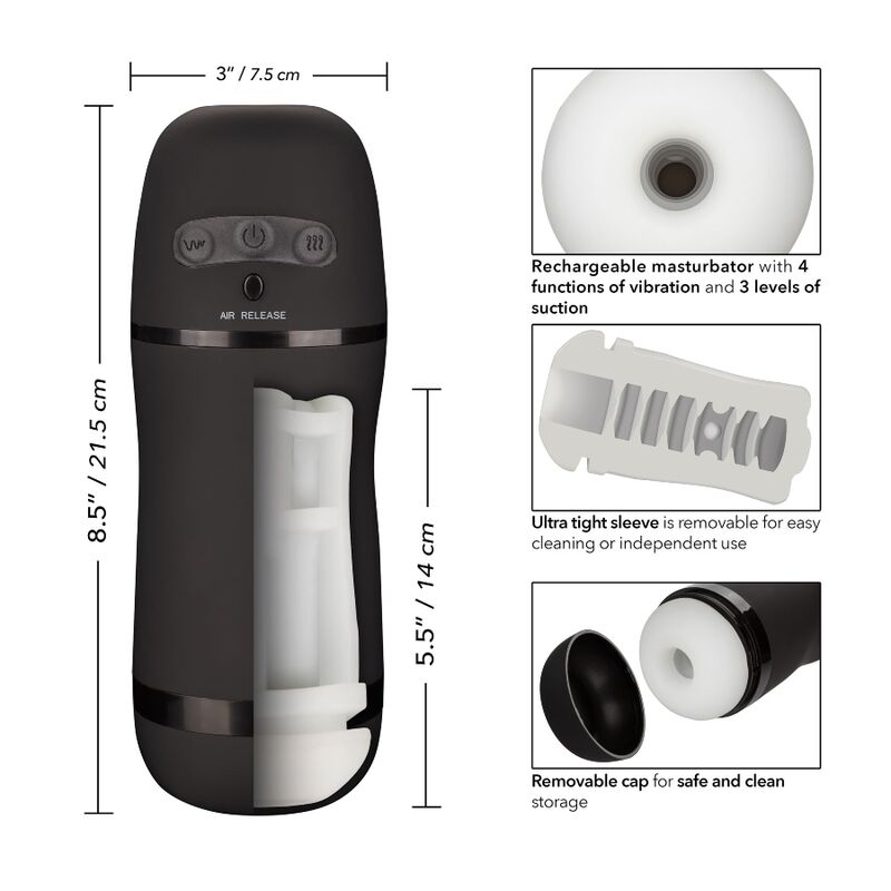 CALEXOTICS - OPTIMUM POWER MASTURBADOR CON VIBRACIÓN Y SUCCIÓN CALEXOTICS
