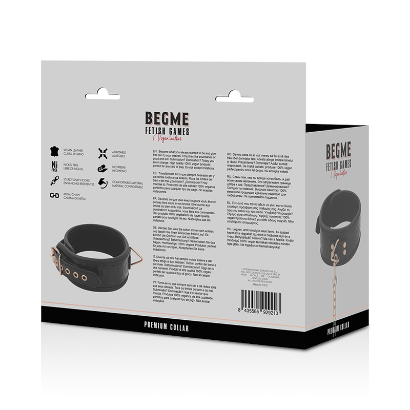 BEGME - BLACK EDITION COLLAR CUERO VEGANO CON FORRO DE NEOPRENO BEGME BLACK EDITION