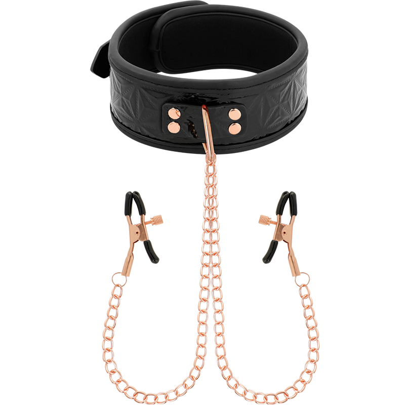 BEGME - BLACK EDITION COLLAR CON CADENAS Y PINZAS PEZONES CON FORRO DE NEOPRENO BEGME BLACK EDITION