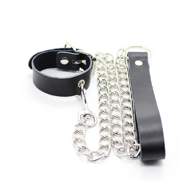 OHMAMA FETISH - COLLAR PARA PENE Y CORREA PIEL CON CADENA METALICA OHMAMA FETISH