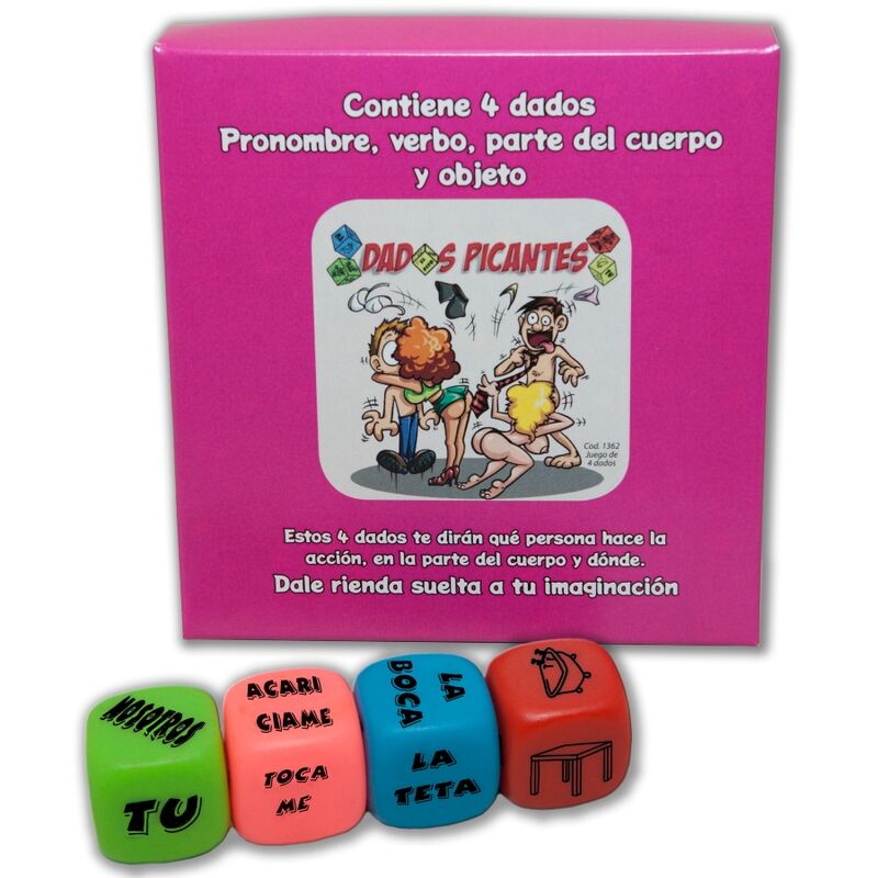 DIABLO PICANTE - JUEGO 4 DADOS PRONOMBRE, VERBO, PARTE DEL CUERPO Y LUGAR DIABLO PICANTE