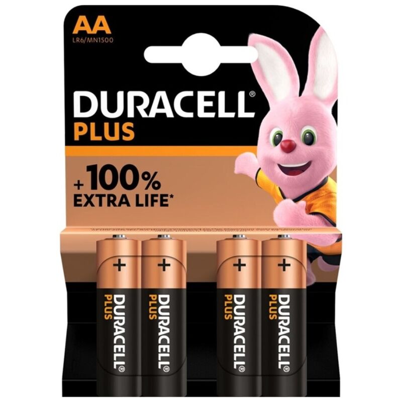 DURACELL - PLUS POWER 100 PILA ALCALINA AA LR6 BLISTER*4 DURACELL