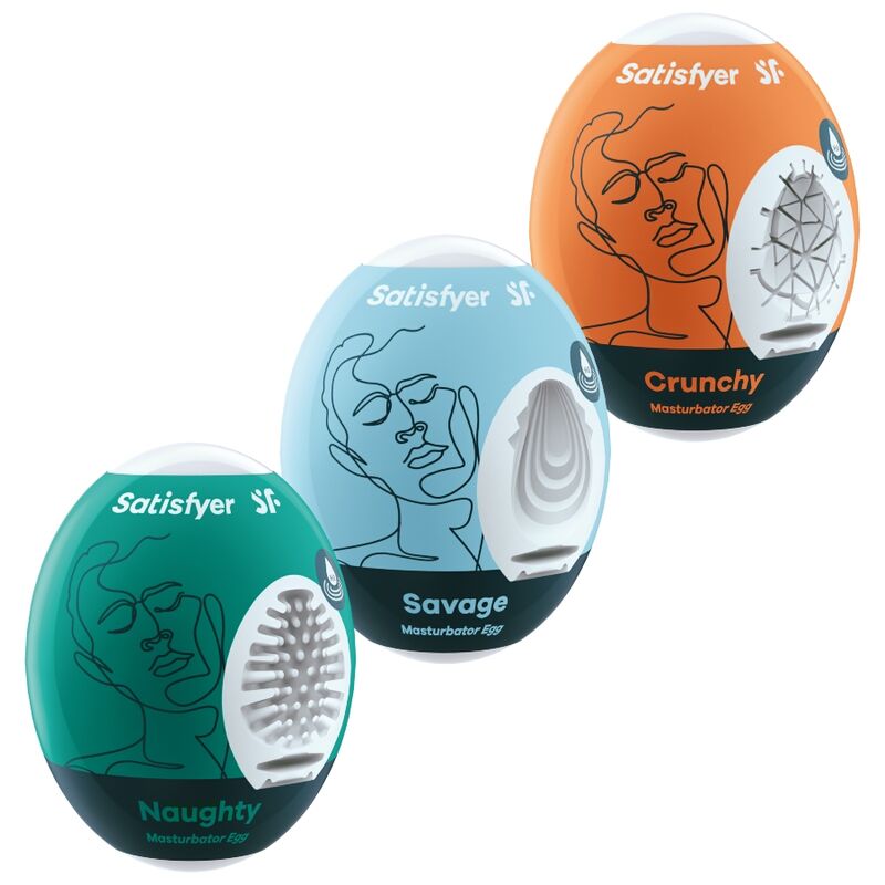 SATISFYER - 3 HUEVOS MASTURBADORES NAUGHTY, SAVAGE & CRUNCHY SATISFYER EGGS