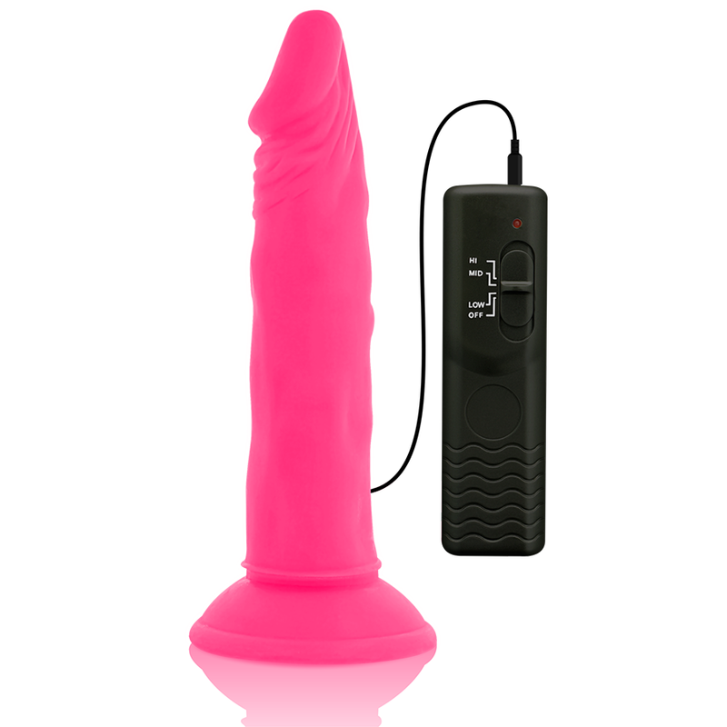 DIVERSIA - DILDO REALÍSTICO FLEXIBLE CON VIBRACIÓN ROSA 23 CM -O- 4.3 CM DIVERSIA