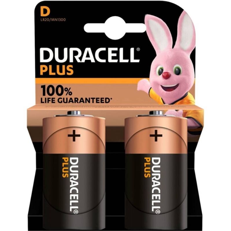 DURACELL - PLUS POWER 100 PILA ALCALINA D LR20 BLISTER*2 DURACELL