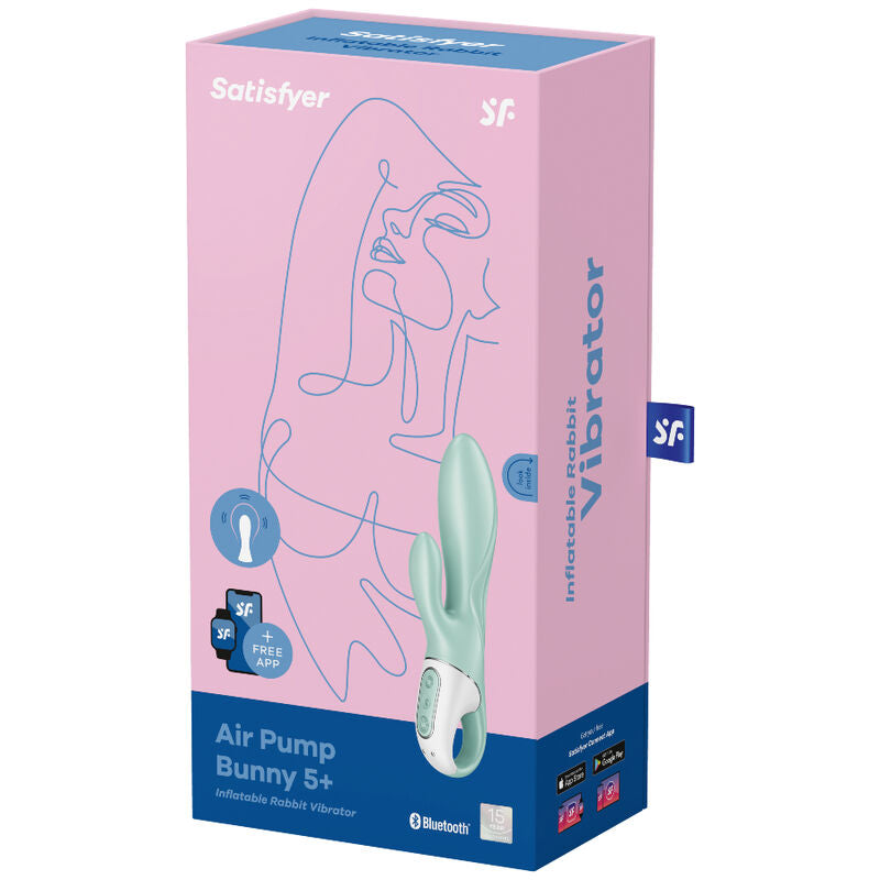 SATISFYER - AIR PUMP BUNNY 5+ VIBRADOR RABBIT INFLABLE APP VERDE SATISFYER CONNECT