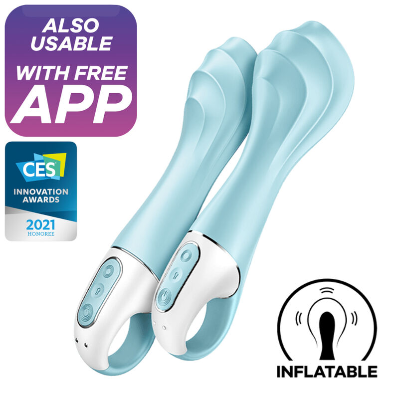 SATISFYER - AIR PUMP VIBRATOR 5+ VIBRADOR PUNTO G INFLABLE APP AZUL SATISFYER CONNECT
