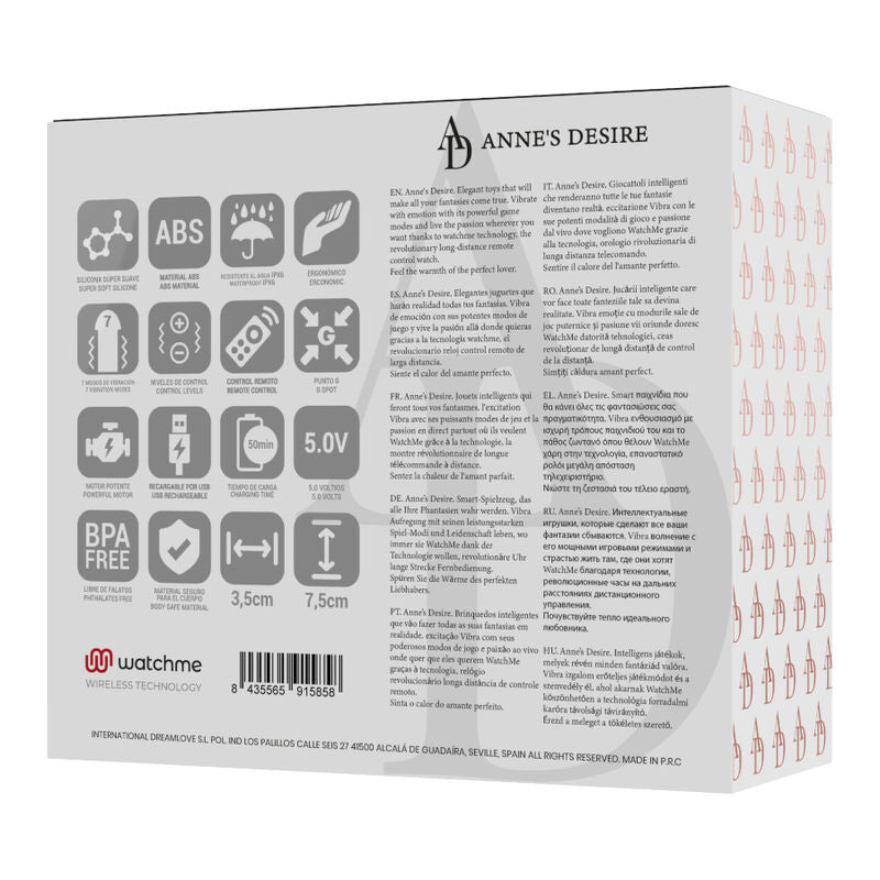 ANNE'S DESIRE - HUEVO CONTROL REMOTO TECNOLOGÍA WATCHME NEGRO ANNE´S DESIRE