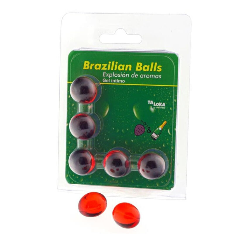 TALOKA - BRAZILIAN BALLS GEL ÍNTIMO FRESAS & CHAMPN 5 BOLAS TALOKA