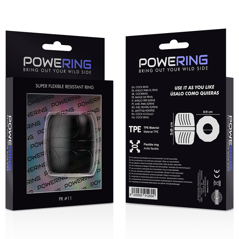 POWERING - SUPER FLEXIBLE Y RESISTENTE ANILLO PENE 5 CM PR11 NEGRO POWERING