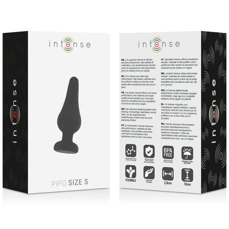 INTENSE - ANAL PLUG PIPO S SILICONE NEGRO 9.8 CM INTENSE ANAL TOYS