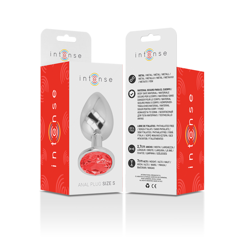 INTENSE - PLUG ANAL METAL ALUMINIO CON CRISTAL ROJO TALLA S INTENSE ANAL TOYS