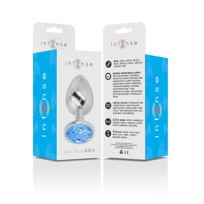 INTENSE - PLUG ANAL METAL ALUMINIO CON CRISTAL AZUL TALLA S INTENSE ANAL TOYS