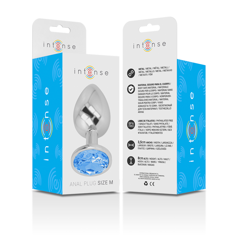 INTENSE - PLUG ANAL METAL ALUMINIO CON CRISTAL AZUL TALLA M INTENSE ANAL TOYS
