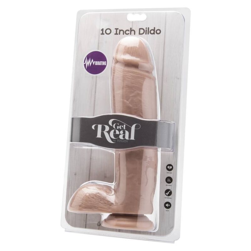 GET REAL - DILDO 25,5 CM CON TESTICULOS VIBRADOR NATURAL GET REAL