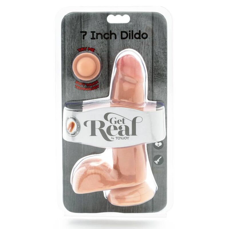 GET REAL - DUAL DENSITY DILDO 12 CM CON TESTICULOS NATURAL GET REAL