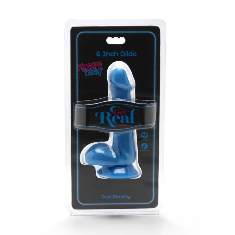 GET REAL - HAPPY DICKS DILDO 12 CM CON TESTICULOS AZUL GET REAL