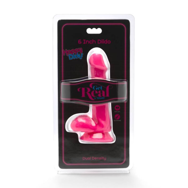 GET REAL - HAPPY DICKS DILDO 12 CM CON TESTICULOS ROSA GET REAL