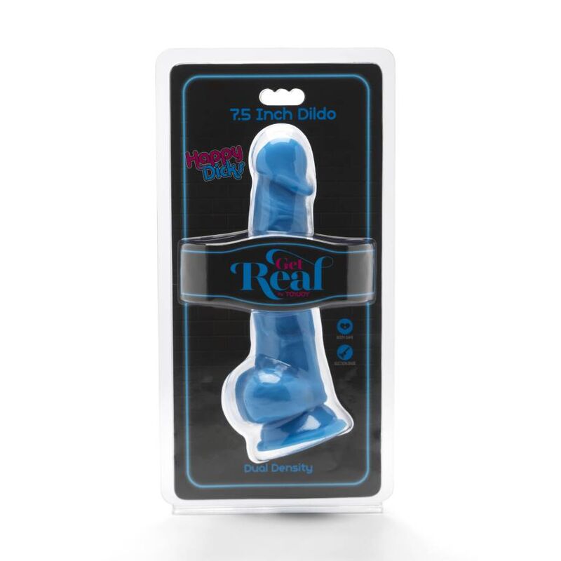 GET REAL - HAPPY DICKS 19 CM CON TESTICULOS AZUL GET REAL