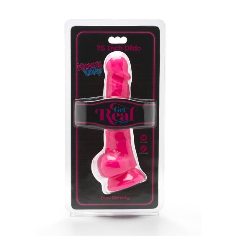 GET REAL - HAPPY DICKS 19 CM CON TESTICULOS ROSA GET REAL