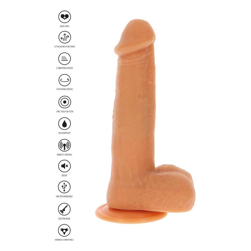 GET REAL - DILDO VIBRADOR CON BOLAS GIRATORIAS NATURAL GET REAL