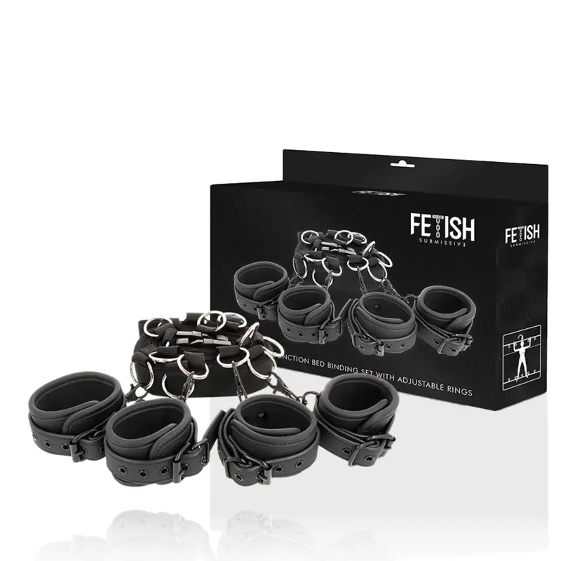 FETISH SUBMISSIVE - SET ATADURAS CAMA LUXURY CON FORRO DE NEOPRENO FETISH SUBMISSIVE BONDAGE