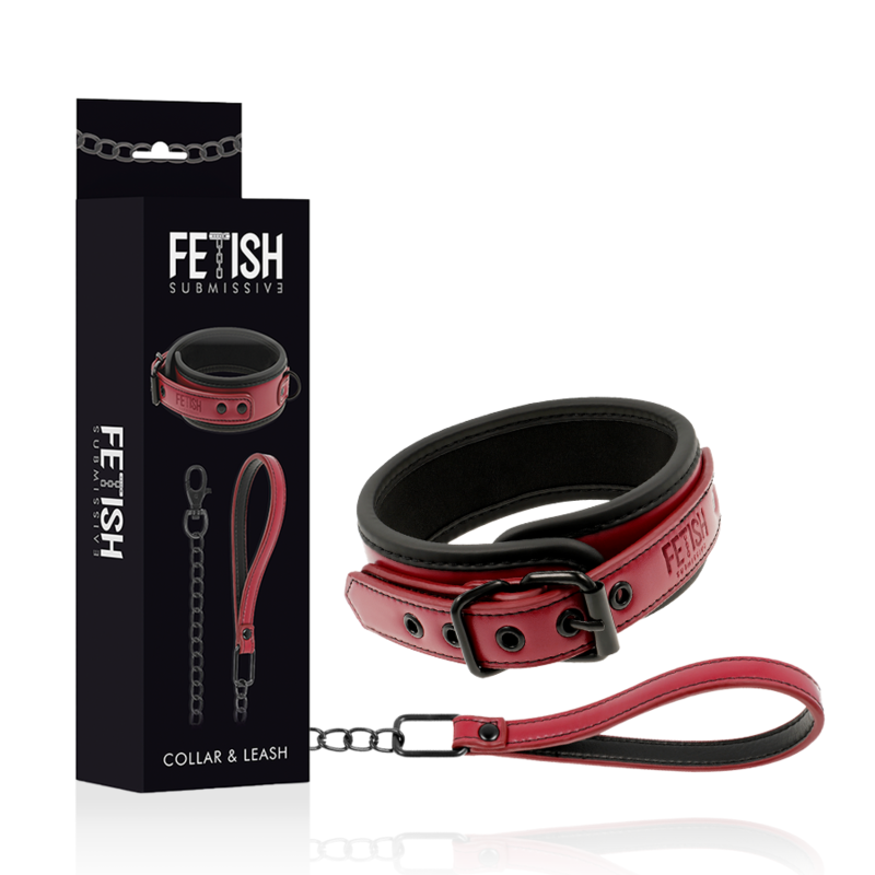 FETISH SUBMISSIVE DARK ROOM - COLLAR CON CADENA CON FORRO DE NEOPRENO FETISH SUBMISSIVE DARK ROOM