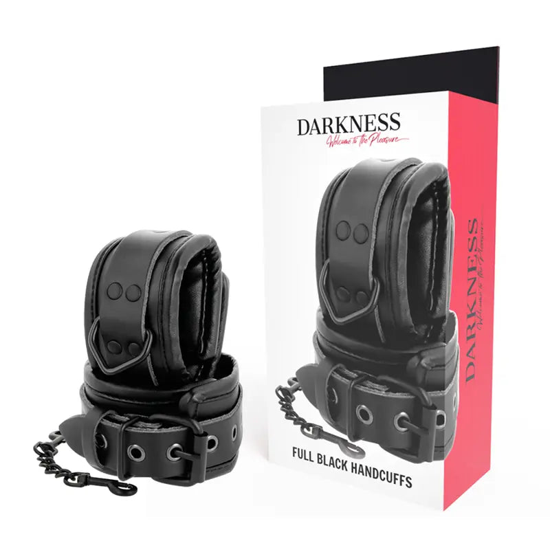 DARKNESS - ESPOSAS AJUSTABLES MANOS LEATHER NEGRO DARKNESS BONDAGE