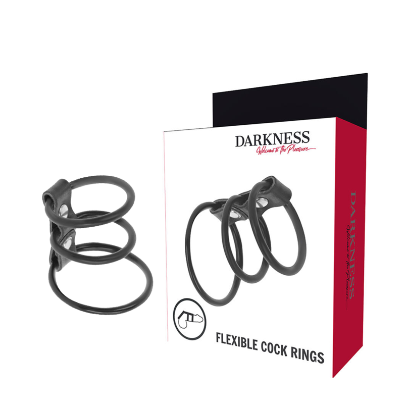 DARKNESS - SET DE 3 ANILLAS PENE FLEXIBLE DARKNESS BONDAGE