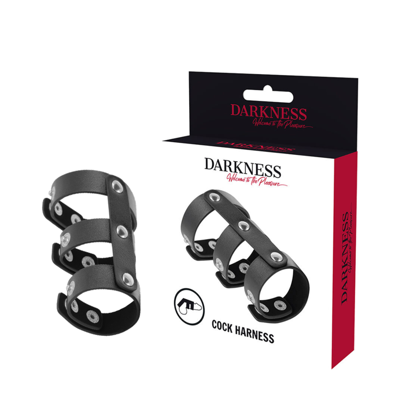 DARKNESS - ANILLO DOBLE PENE Y TESTICULOS AJUSTABLE LEATHER DARKNESS BONDAGE