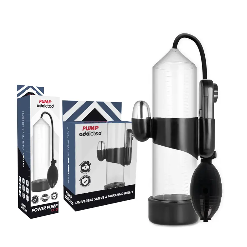 PUMP ADDICTED - BOMBA ERECCIÓN RX3 TRANSPARENTE CON VIBRADOR PUMP ADDICTED