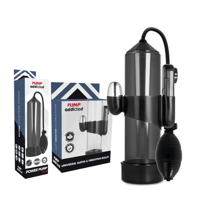 PUMP ADDICTED - BOMBA ERECCIÓN RX3 NEGRO CON VIBRADOR PUMP ADDICTED
