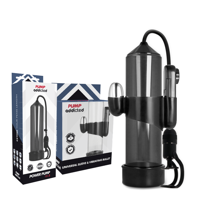 PUMP ADDICTED - BOMBA ERECCIÓN RX5 NEGRO CON VIBRADOR PUMP ADDICTED