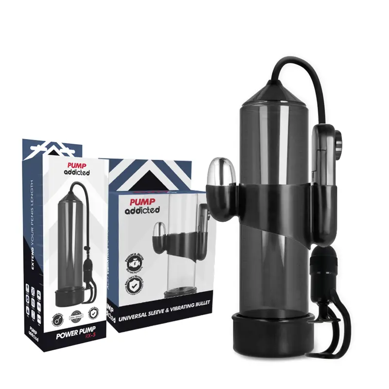 PUMP ADDICTED - BOMBA ERECCIÓN RX5 NEGRO CON VIBRADOR PUMP ADDICTED
