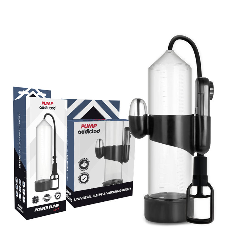 PUMP ADDICTED - BOMBA ERECCIÓN RX7 TRANSPARENTE CON VIBRADOR PUMP ADDICTED