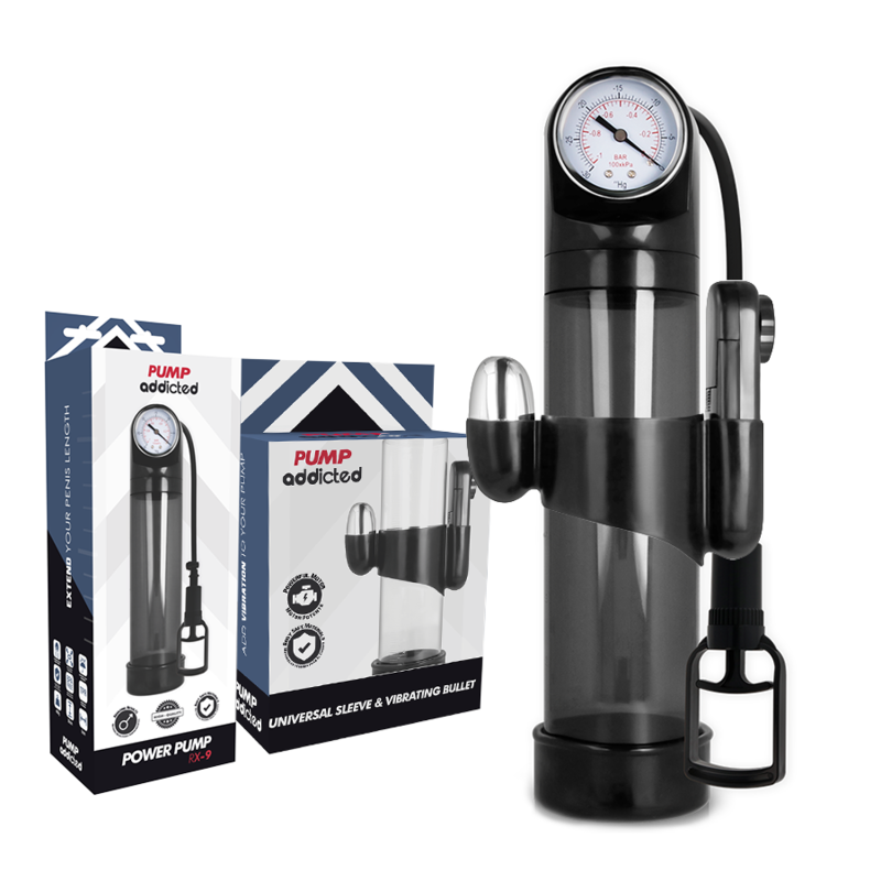 PUMP ADDICTED - BOMBA ERECCIÓN RX9 NEGRO CON VIBRADOR PUMP ADDICTED