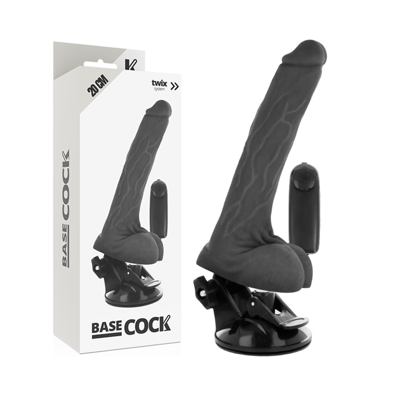BASECOCK - VIBRADOR REALISTICO CONTROL REMOTO NATURAL CON TESTICULOS 20 CM -O- 4 CM BASECOCK