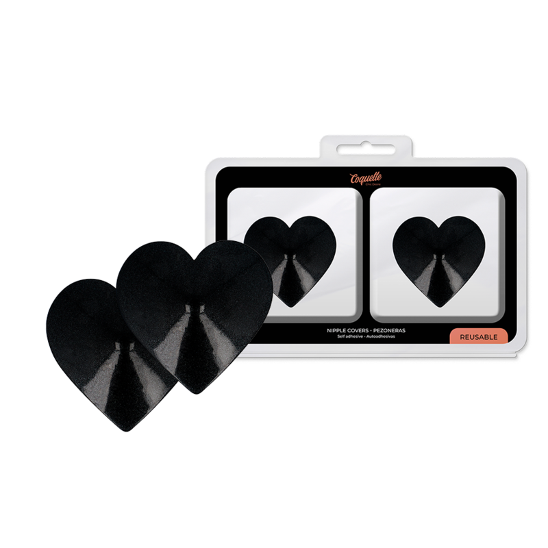 COQUETTE CHIC DESIRE - CUBRE PEZONES METAL CORAZONES NEGROS COQUETTE ACCESSORIES