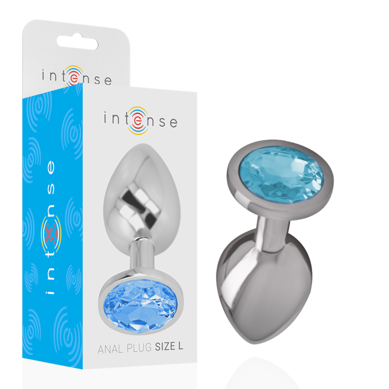 INTENSE - PLUG ANAL METAL ALUMINIO CON CRISTAL AZUL TALLA L INTENSE ANAL TOYS