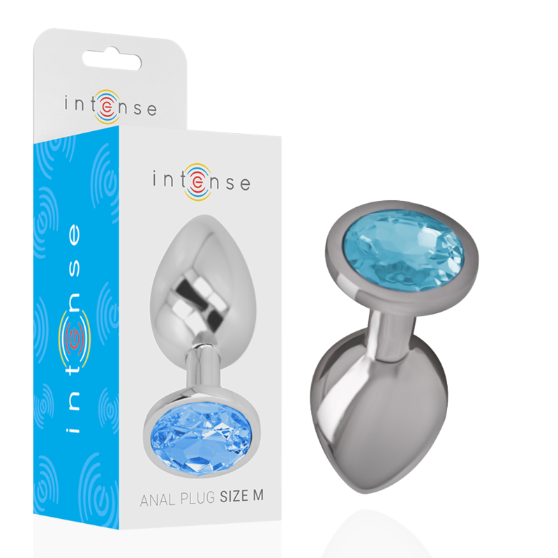 INTENSE - PLUG ANAL METAL ALUMINIO CON CRISTAL AZUL TALLA M INTENSE ANAL TOYS
