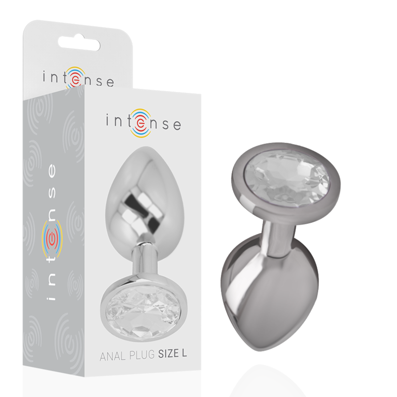 INTENSE - PLUG ANAL METAL ALUMINIO CON CRISTAL PLATA TALLA L INTENSE ANAL TOYS
