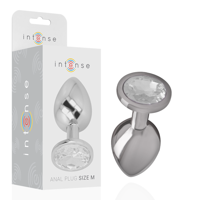 INTENSE - PLUG ANAL METAL ALUMINIO CON CRISTAL PLATA TALLA M INTENSE ANAL TOYS