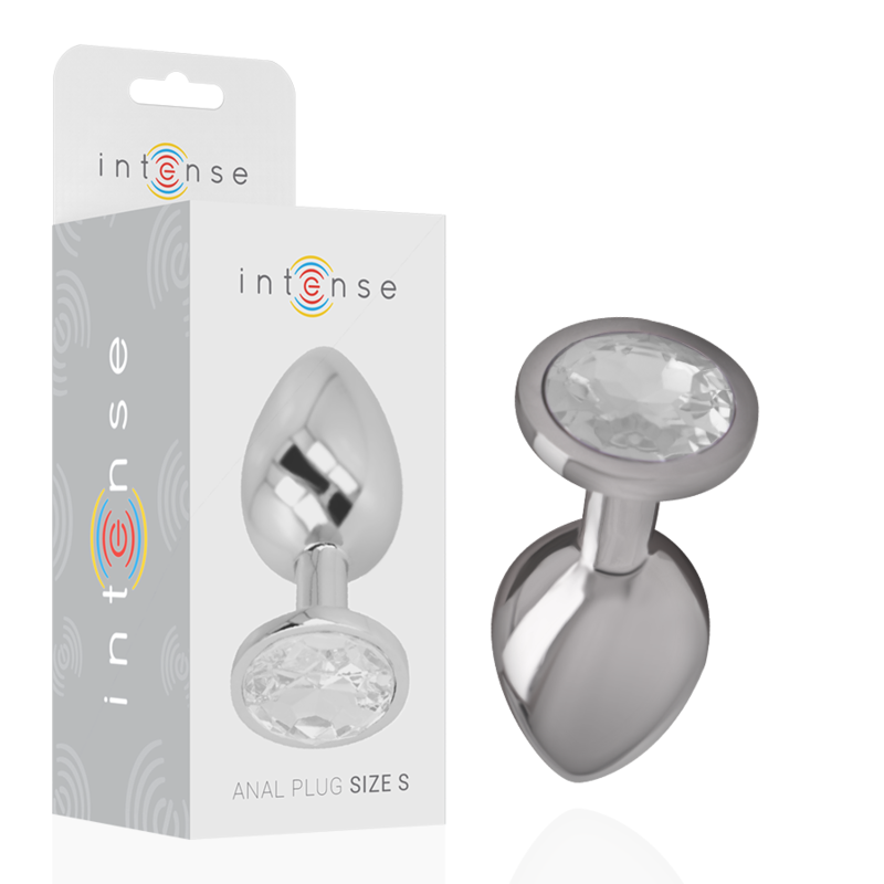 INTENSE - PLUG ANAL METAL ALUMINIO CON CRISTAL PLATA TALLA S INTENSE ANAL TOYS
