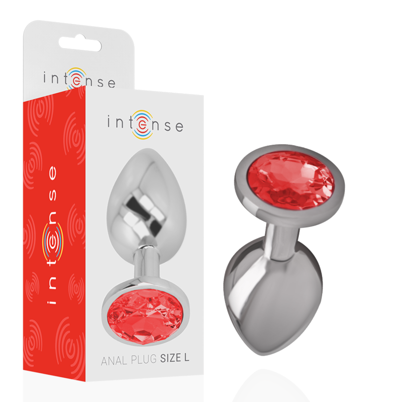INTENSE - PLUG ANAL METAL ALUMINIO CON CRISTAL ROJO TALLA L INTENSE ANAL TOYS
