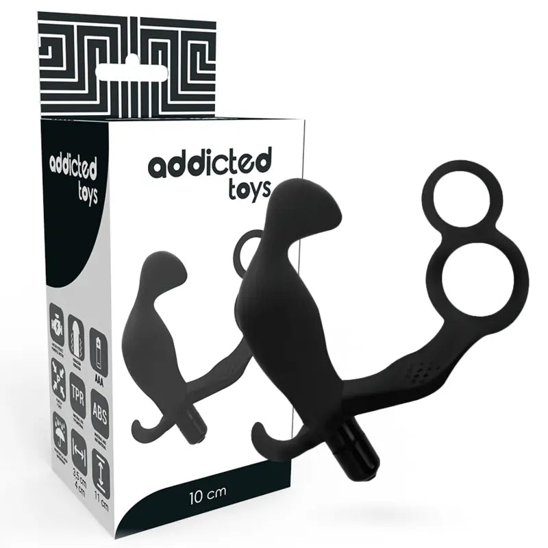 ADDICTED TOYS - PLUG ANAL CON ANILLA DOBLE PENE Y TESTICULOS NEGRO ADDICTED TOYS