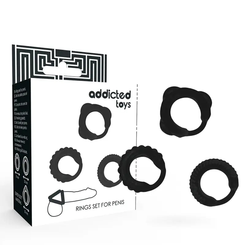 ADDICTED TOYS - SET 3 ANILLOS PENE NEGRO ADDICTED TOYS