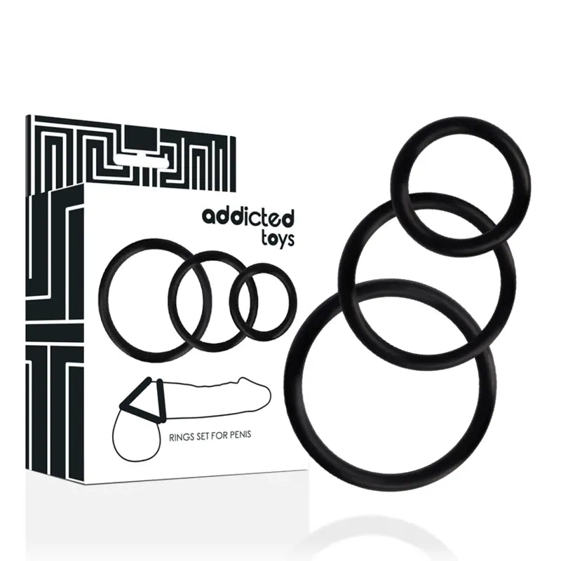 ADDICTED TOYS - SET ANILLOS PENE NEGRO ADDICTED TOYS